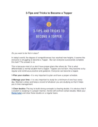 3 tips and tricks to become a topper