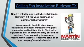 Ceiling Fan Installation Burleson TX