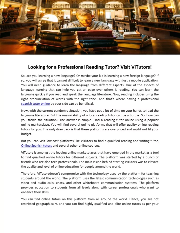 looking for a professional reading tutor visit