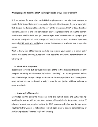 what prospects does the ccna training in noida