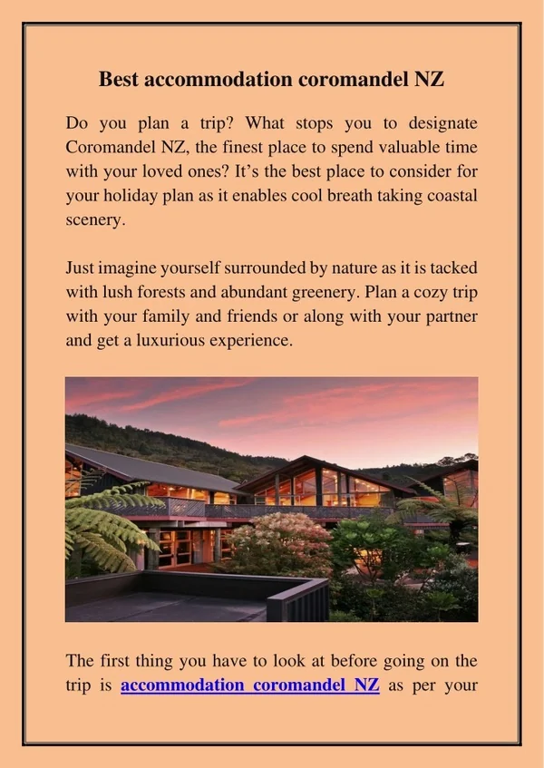 best accommodation coromandel nz