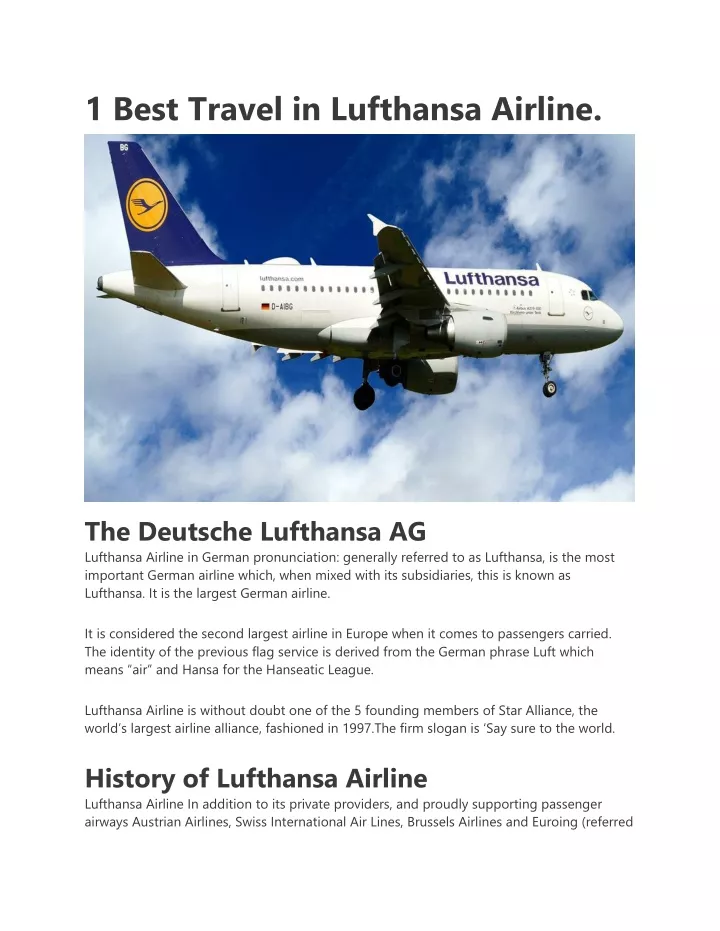 1 best travel in lufthansa airline