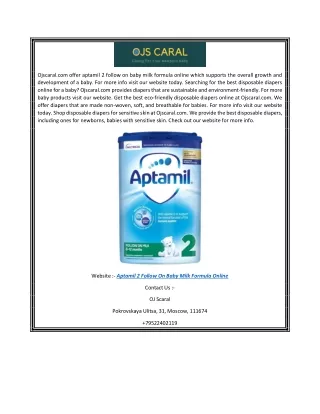 Aptamil 2 Follow On Baby Milk Formula Online | Ojscaral.com