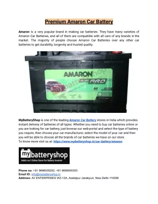 Premium Amaron Car Battery