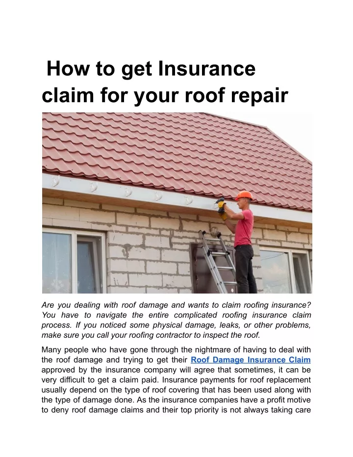 how to get insurance claim for your roof repair