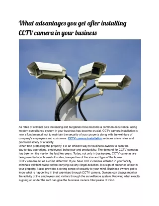 wha advantage yo ge a er installin cctv camer