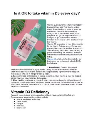 is it ok to take vitamin d3 every day