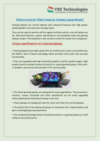 what to look for while going for gaming laptop