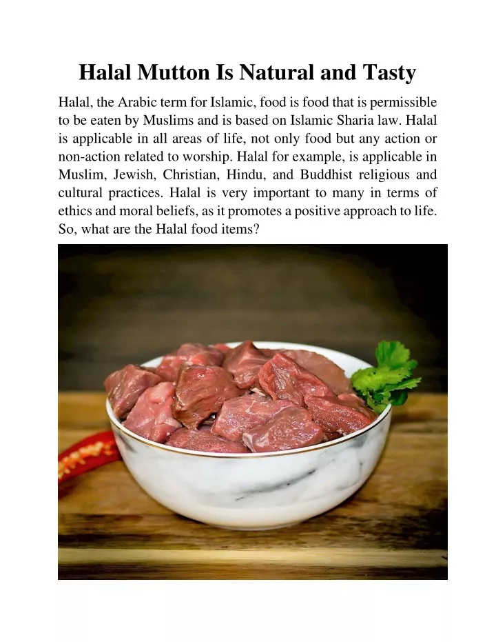 halal mutton is natural and tasty