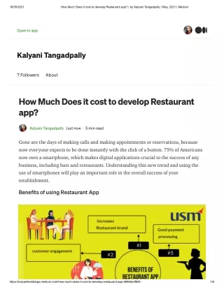 How Much Does it cost to develop Restaurant app