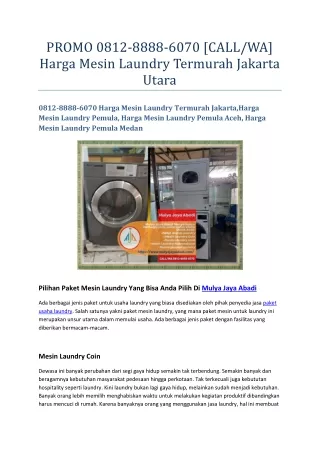 PROMO 0812-8888-6070 [CALLWA] Harga Mesin Laundry Termurah Jakarta Utara