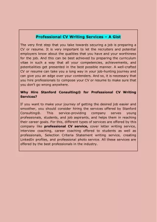 Professional CV Writing Services – A Gist