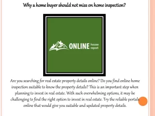Why a home buyer should not miss on home inspection?