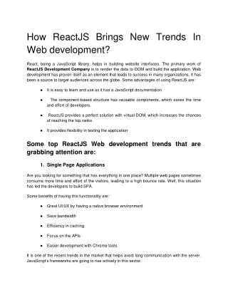 how reactjs brings new trends in web development