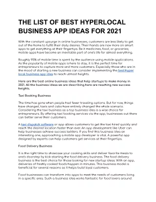 the list of best hyperlocal business app ideas