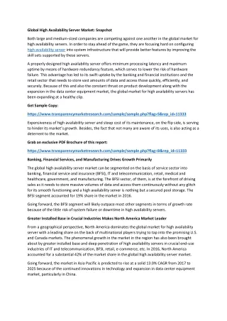 global high availability server market snapshot