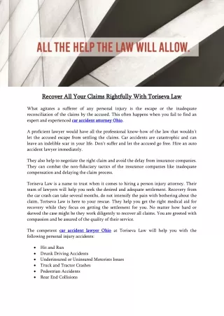 Recover All Your Claims Rightfully With Toriseva Law