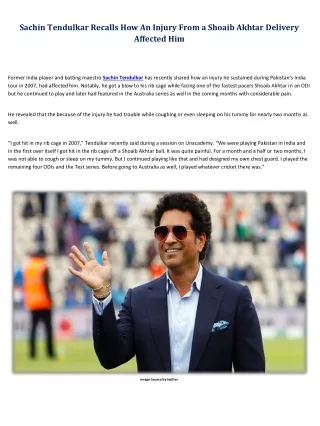 sachin tendulkar recalls how an injury from