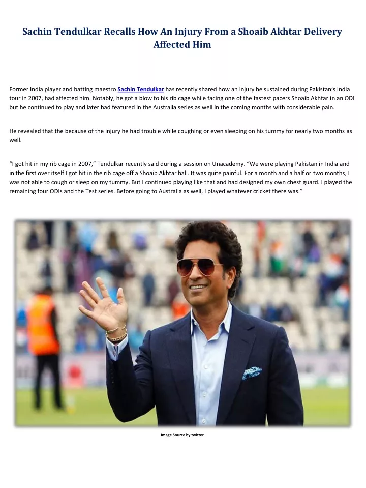 sachin tendulkar recalls how an injury from