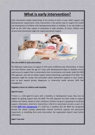 What is early intervention