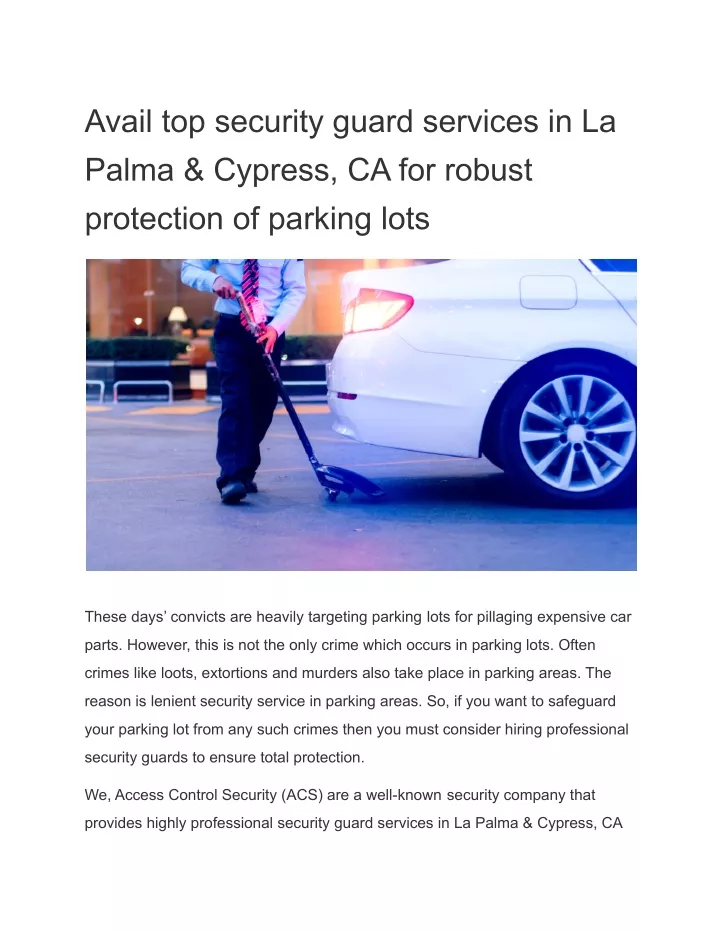 avail top security guard services in la palma