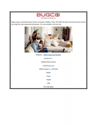 bugco org is a renowned pest control company