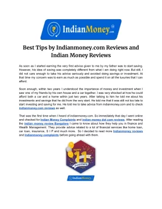 Best Tips by Indianmoney.com Reviews and Indian Money Reviews