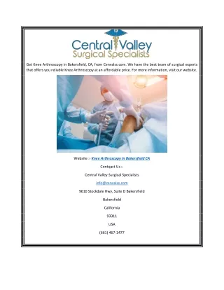 get knee arthroscopy in bakersfield ca from