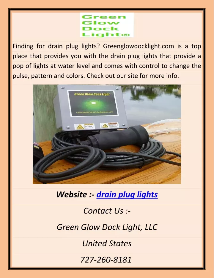 finding for drain plug lights greenglowdocklight