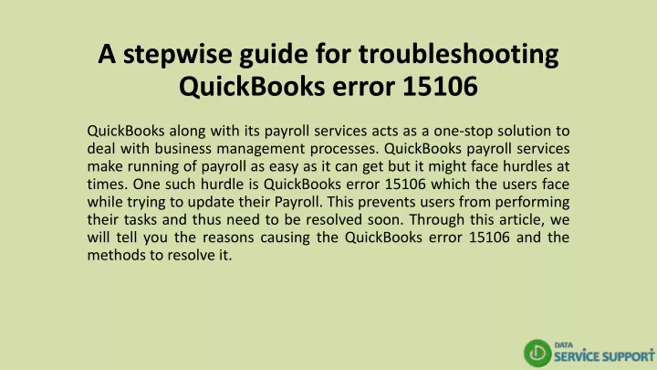a stepwise guide for troubleshooting quickbooks error 15106