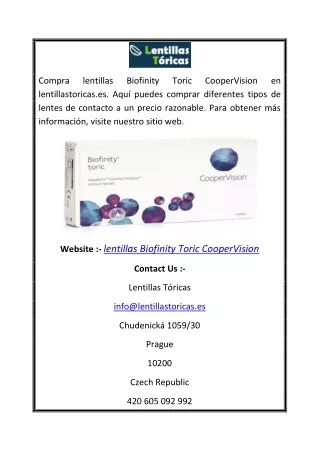 Lentillas Biofinity Toric CooperVision | lentillastoricas.es
