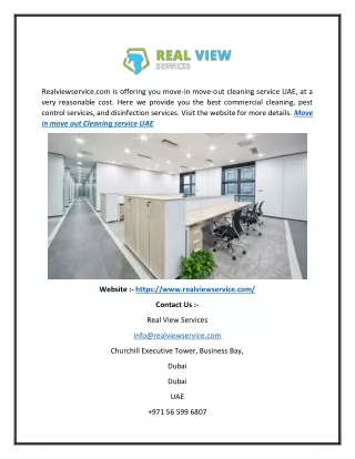 Move In Move Out Cleaning Service UAE  Realviewservice.com