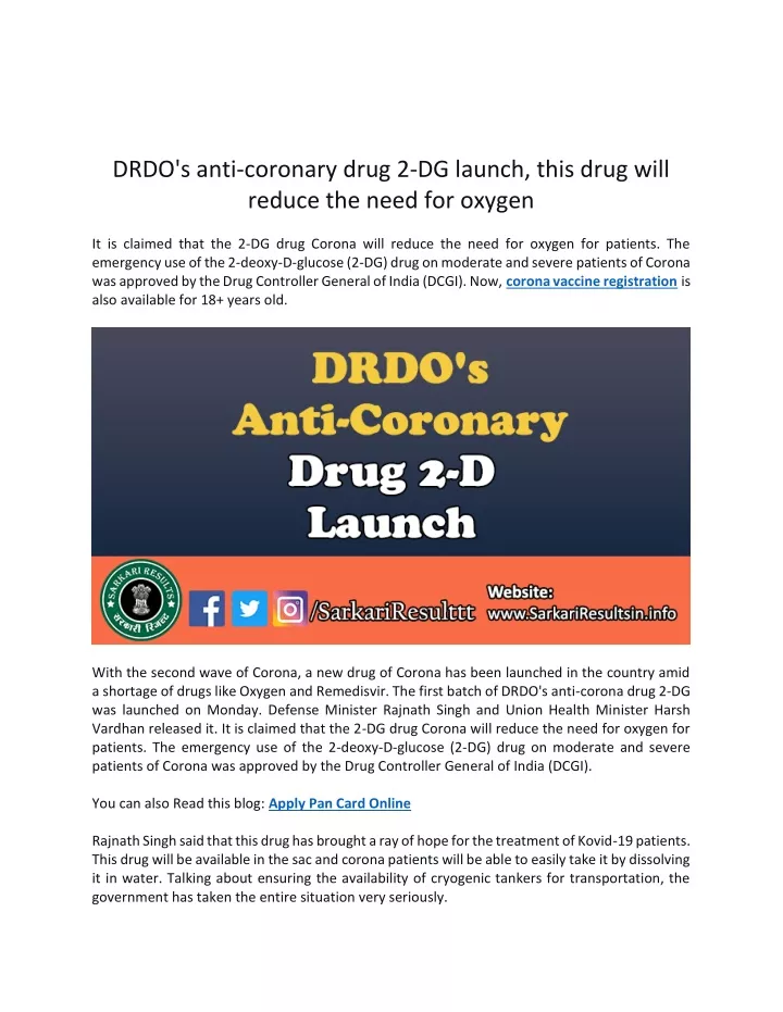 drdo s anti coronary drug 2 dg launch this drug