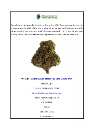 Mango Kush Strain For Sale Online USA | Buymarijuanastore.net
