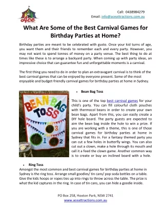 What Are Some of the Best Carnival Games for Birthday Parties at Home?