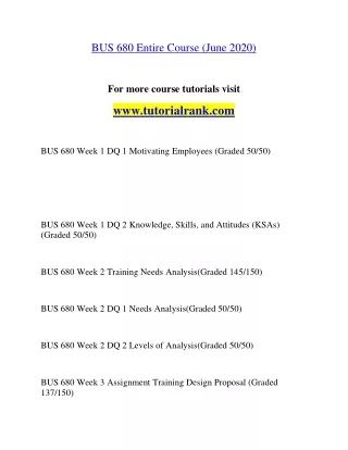 BUS 680 Education Organization- tutorialrank.com