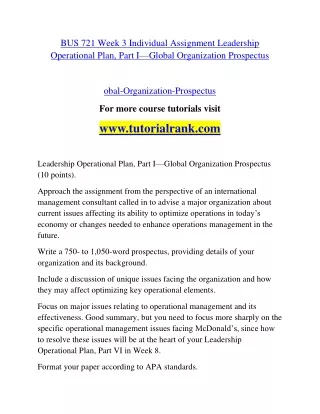 BUS 721  Education Organization- tutorialrank.com