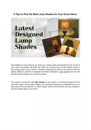 4 tips to pick the best lamp shades for your home