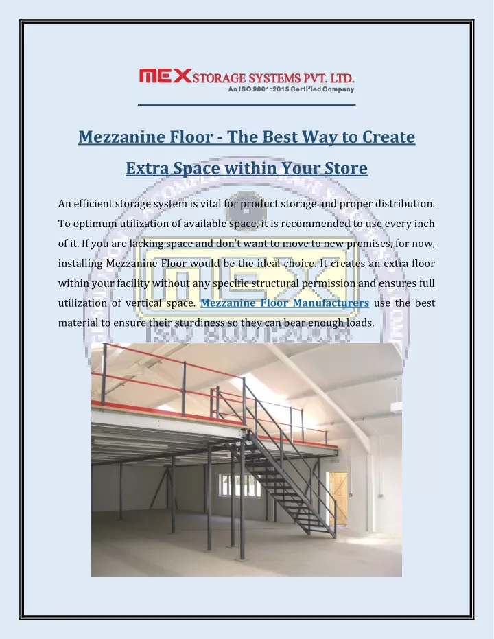 mezzanine floor the best way to create