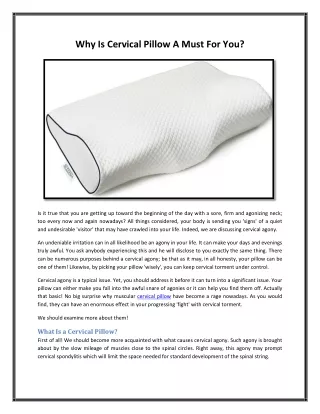 why is cervical pillow a must for you