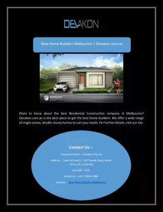 New Home Builders Melbourne | Devakon.com.au