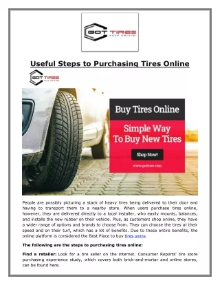 Useful Steps to Purchasing Tires Online
