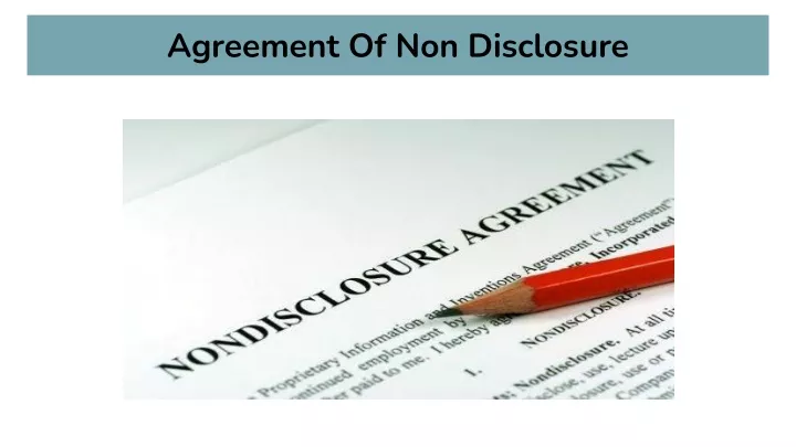 agreement of non disclosure