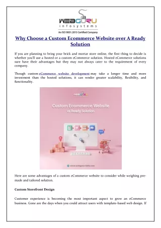 why choose a custom ecommerce website over
