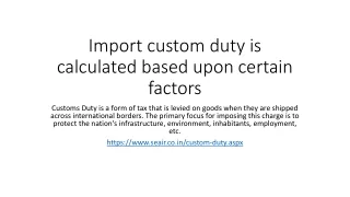 custom duty on import online