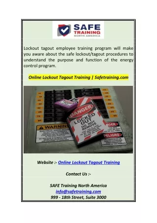 lockout tagout employee training program will