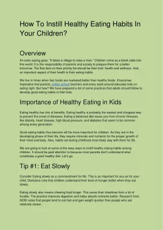 How To Instill Healthy Eating Habits In Your Children