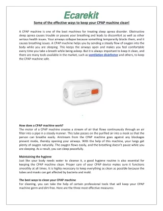 Some of the effective ways to keep your CPAP machine clean!