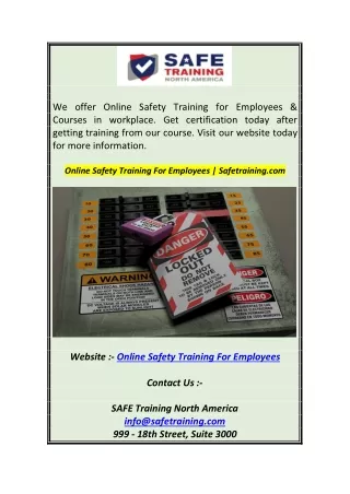 we offer online safety training for employees