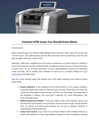 common atm issues you should know about
